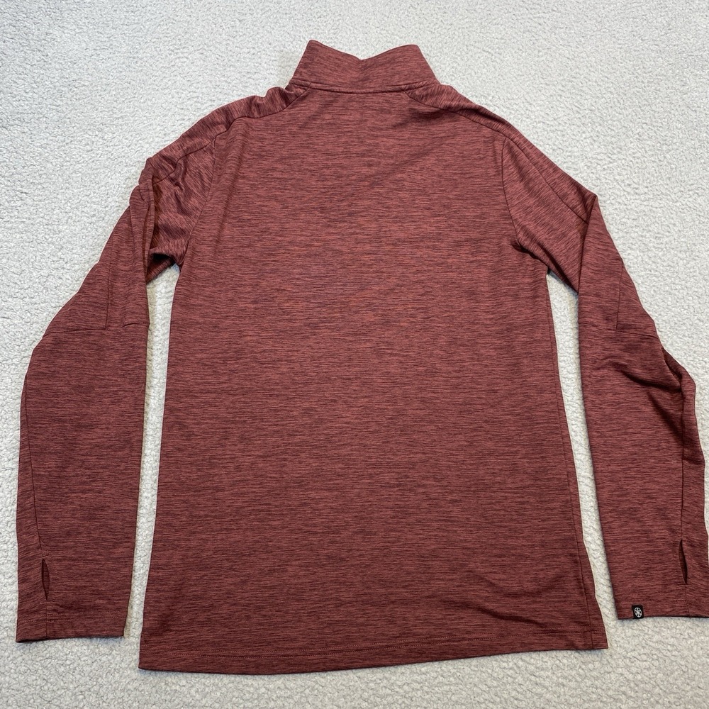 Gaiam‎ Sweater Men's Medium Red Knit Heather 1/4 Zip Thumb Holes Athleisure